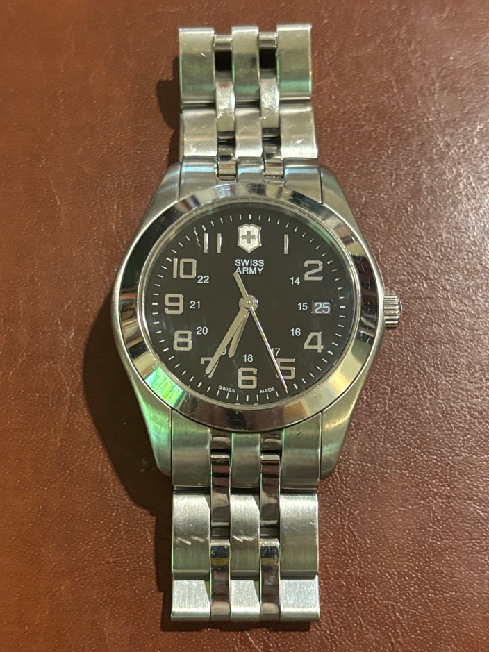 Victorinox Silver Stainless Steel Watch With Black Dial